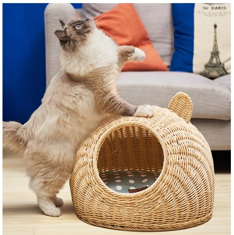 Arena para gatos de ratán